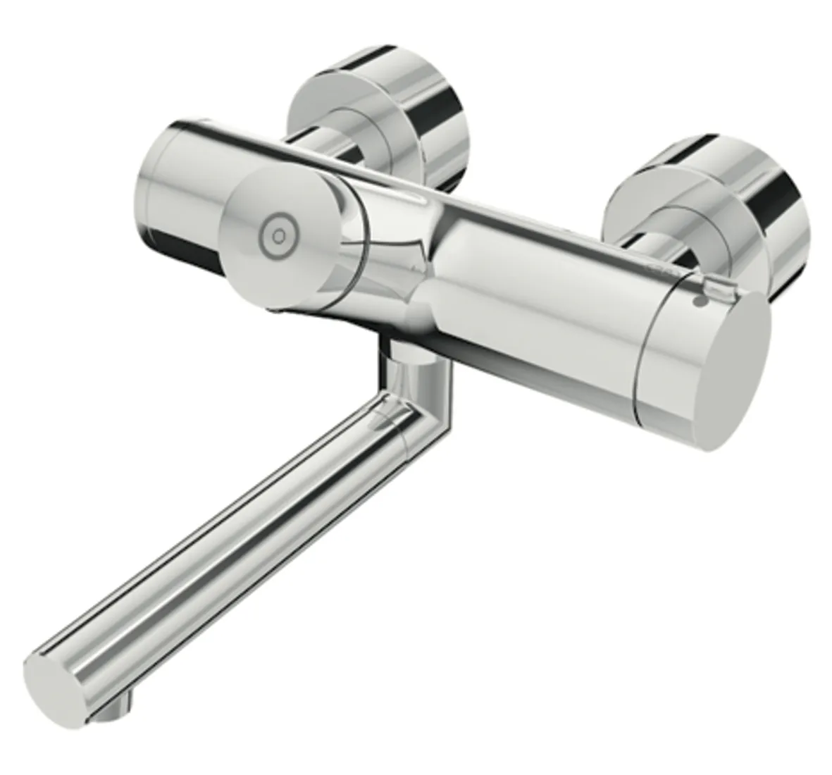 Aufputz-Waschtisch-Armatur VITUS VW-SC-T, Mischwasser, Thermostat, Selbstschluss, 2 RFV, 2x DN 15 G 1/2 AG, Ausladung bis Mitte Strahlregler: 210 mm, chrom