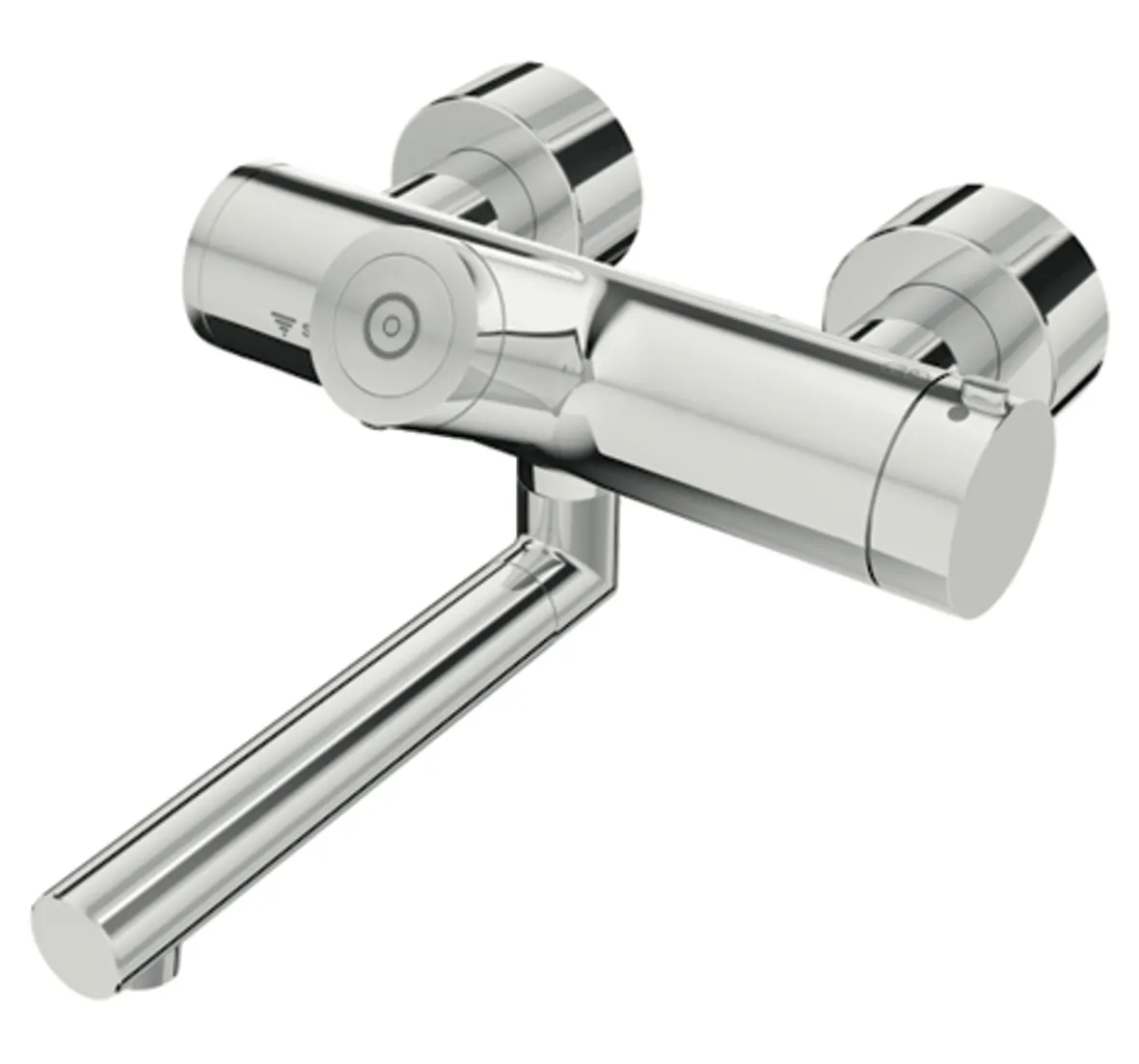 Aufputz-Waschtisch-Armatur VITUS VW-C-T, Mischwasser, Thermostat, Elektronisch, 2 RFV, Batteriefach, 2x DN 15 G 1/2 AG, Ausladung bis Mitte Strahlregler: 210 mm, chrom