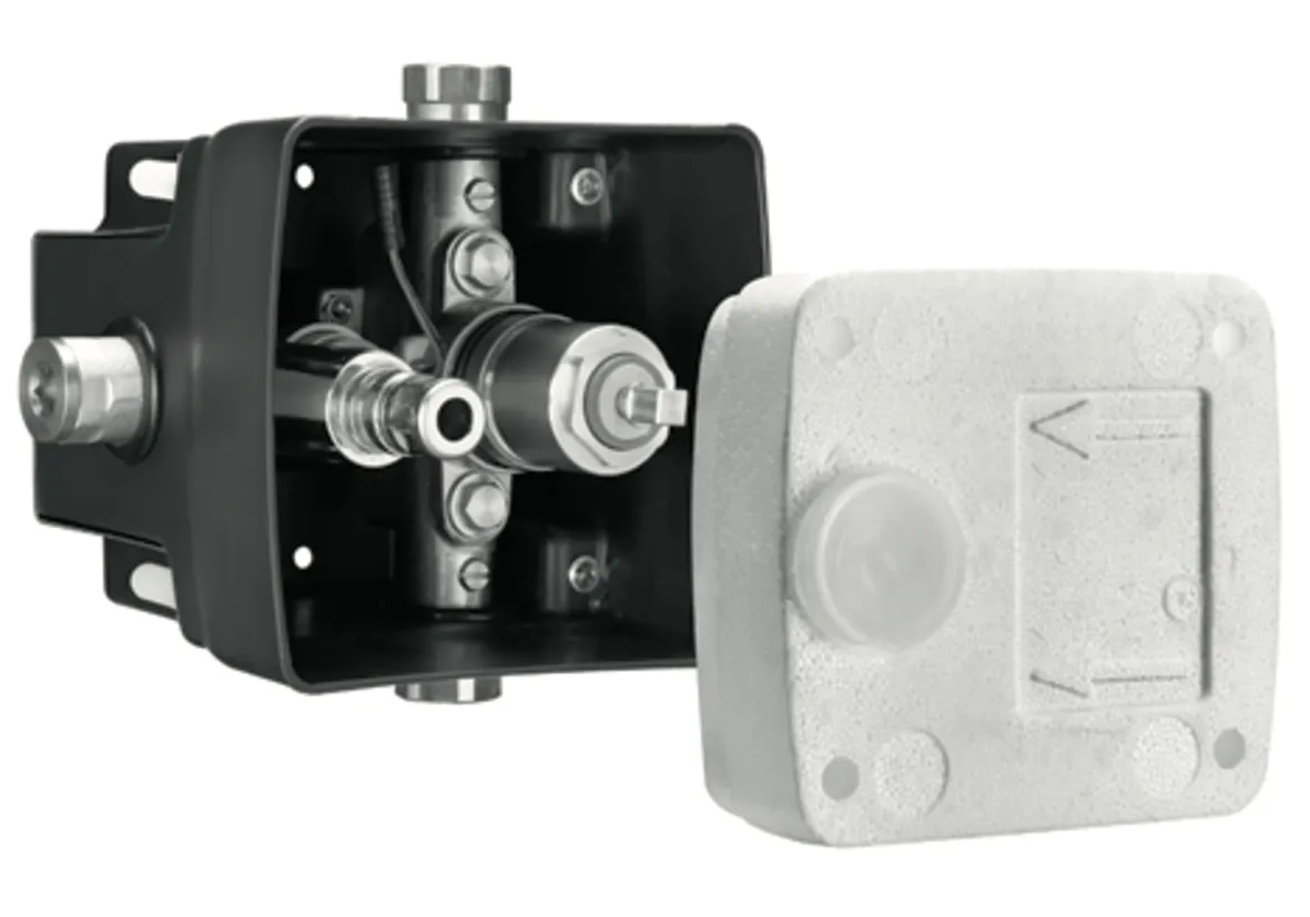 Unterputz-Masterbox WBW-E-M, Mischwasser, Masterbox, 2 Vorfilter, 2 RFV, 2x G 1/2 IG, B 149 mm x H 138 mm x T 140 mm