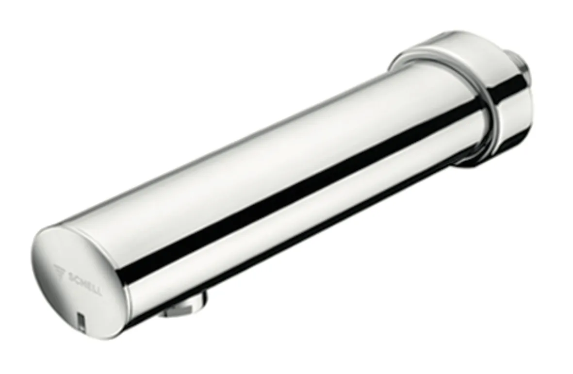 Aufputz-Waschtisch-Armatur MODUS E, HD-K - Hochdruck Kaltwasser / vorgemischtes Wasser, Infrarot-Sensor-Wandauslauf-Armatur, Vorabsperrung, Batteriefach, G 1/2 AG, Ausladung bis Mitte Strahlregler: 187 mm, chrom