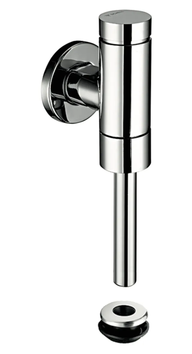Aufputz-Urinal-Druckspüler OMAT Basic SV, DN 15, Aufputz-Urinal-Druckspüler, Vorabsperrung, Spülstrom: max. 0,3 l/s, einstellbar: 1,0 - 6,0 l, DN 15 G 1/2 AG, Innenverbinder Ø 43 mm (Spülrohr Ø 18 mm), chrom
