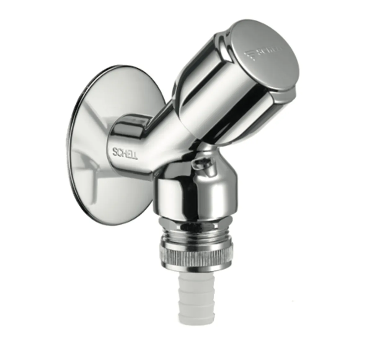 Geräteschrägsitzventil COMFORT, RFV, RB, DN 15 G 1/2 AG, Schlauchverschraubung Ø 14,5 mm (DN 20 G 3/4 AG), chrom