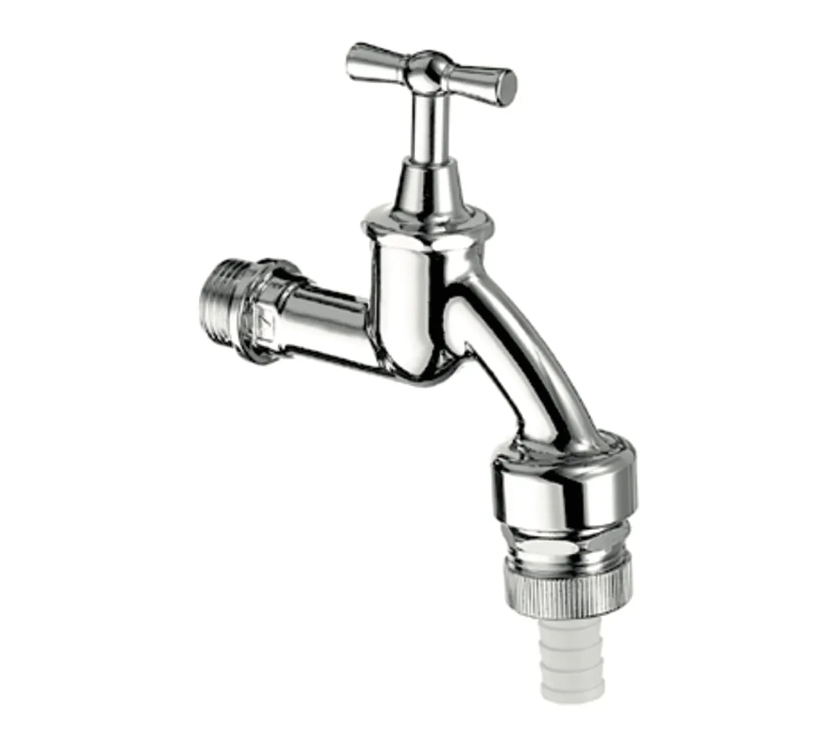 Auslaufventil, RFV, RB, DN 15 G 1/2 AG, Schlauchverschraubung Ø 14,5 mm (DN 20 G 3/4 AG), mattchrom