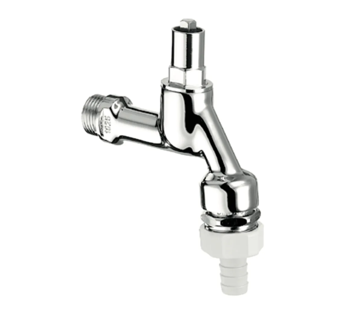 Auslaufventil, RFV, RB, Steckschlüsselaufnahme 4-kant SW 6, DN 15 G 1/2 AG, Schlauchverschraubung Ø 14,5 mm (DN 20 G 3/4 AG), chrom