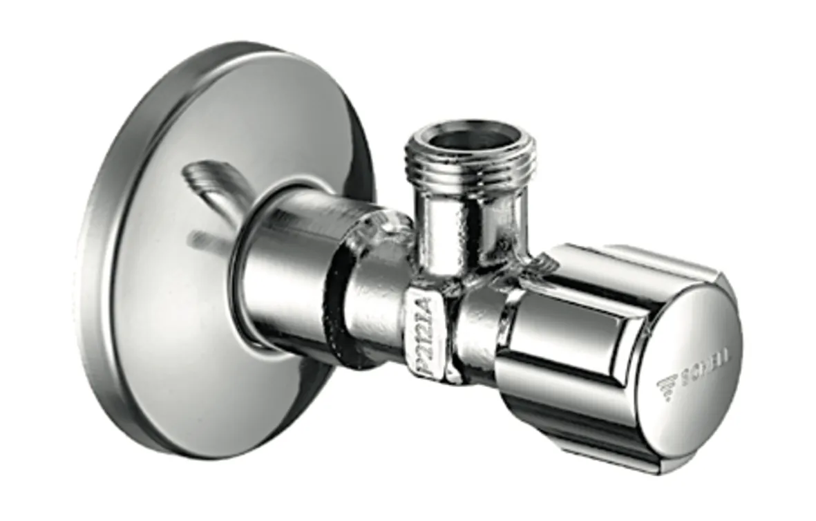 Eckventil mit Regulierfunktion COMFORT, COMFORT-Griff, Schubrosette Ø 54 mm, DN 15 G 1/2 AG, DN 10 G 3/8 AG, chrom