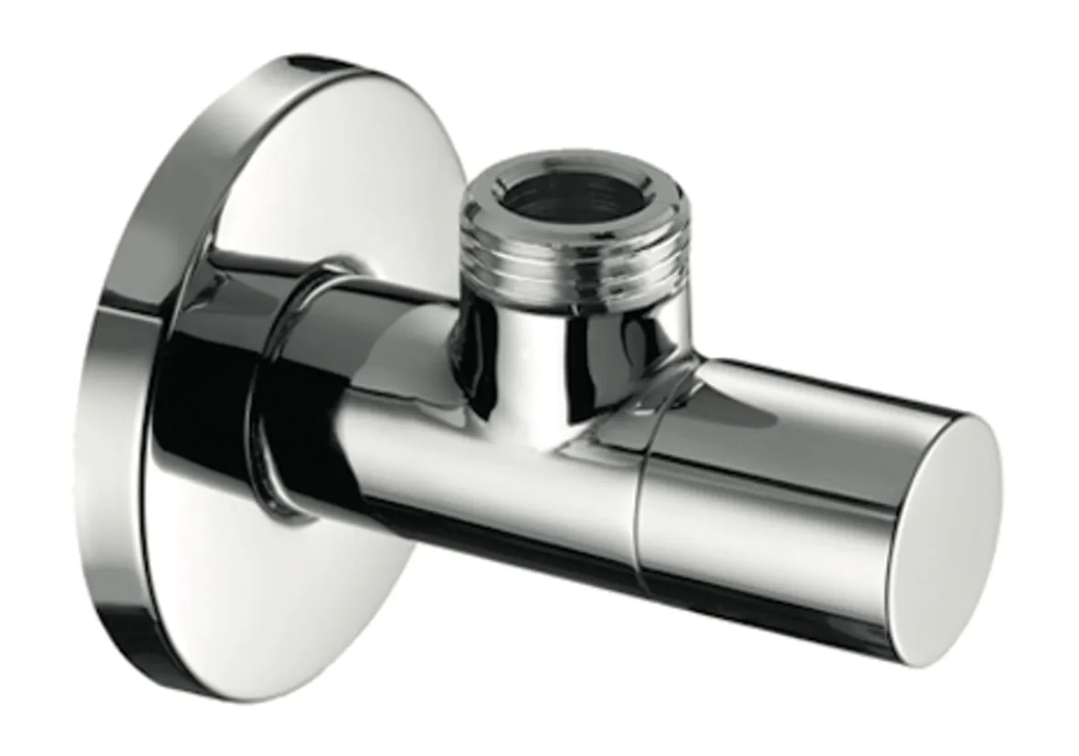 Design-Eckventil mit Regulierfunktion STILE, Schubrosette Ø 60 mm, DN 15 G 1/2 AG, DN 15 G 1/2 AG, chrom