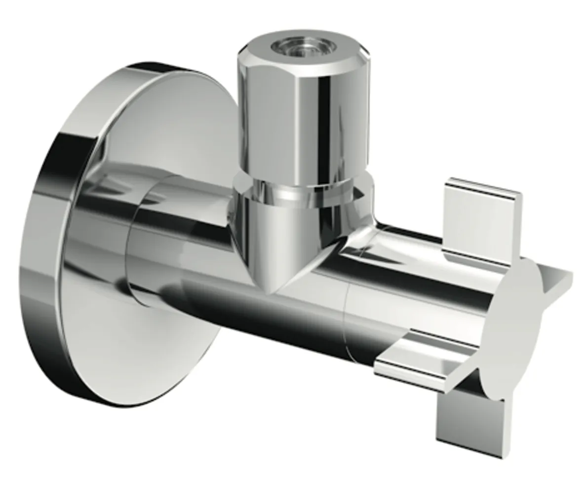 Design-Eckventil mit Regulierfunktion 4WING, Schubrosette Ø 60 mm, DN 15 G 1/2 AG, Ø 10 mm (DN 10 G 3/8 AG)