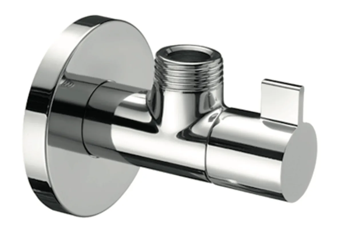 Design-Eckventil mit Regulierfunktion WING, Schubrosette Ø 60 mm, DN 15 G 1/2 AG, DN 15 G 1/2 AG, chrom