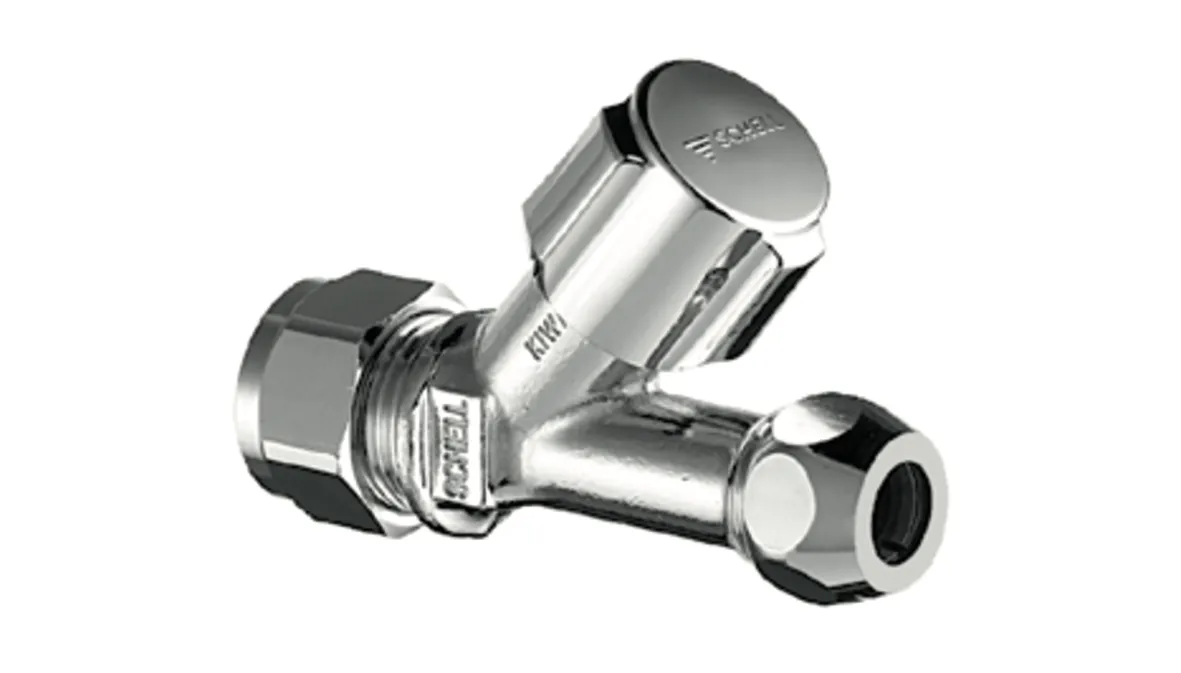 Schrägsitzventil COMFORT, COMFORT-Griff, Messing-Klemmring-Verschraubung Ø 12 (DN 10 G 3/8 AG), Ø 10 mm (DN 10 G 3/8 AG), chrom