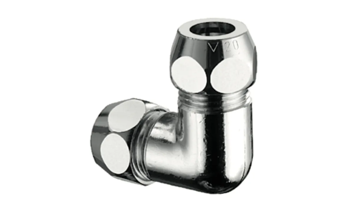 Winkel-Doppel-Verschraubung, Ø 8 mm (DN 10 G 3/8 AG), Ø 8 mm (DN 10 G 3/8 AG), chrom