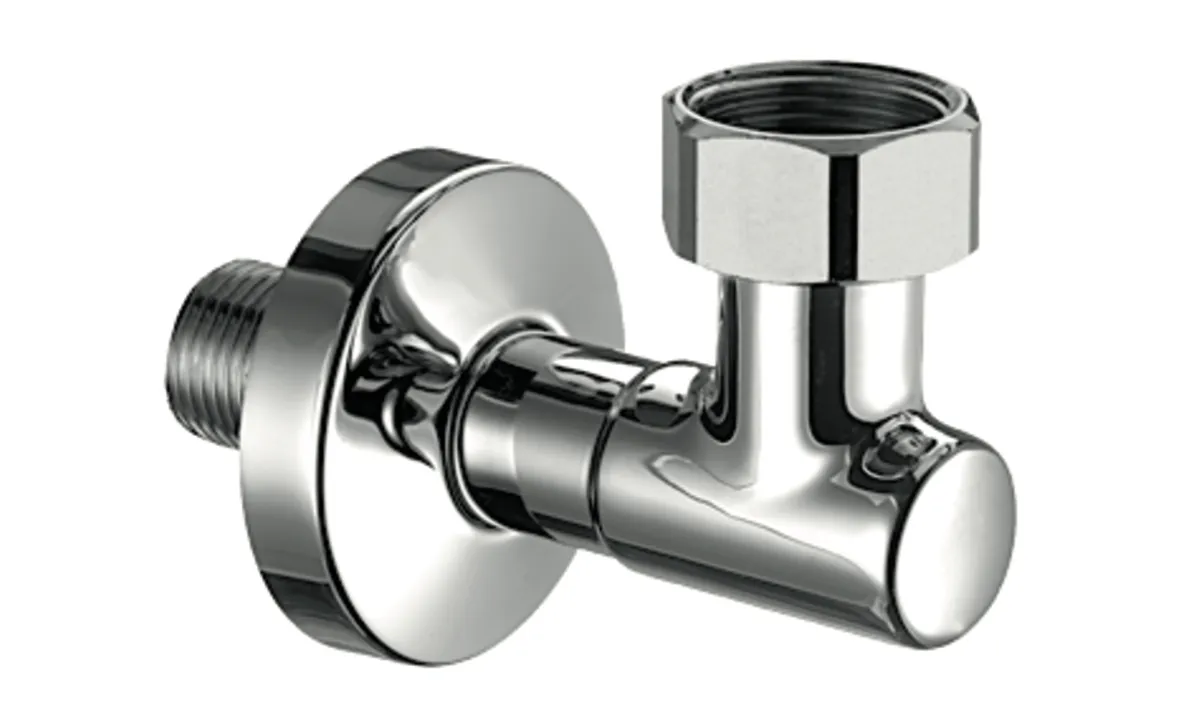 Wasserzähler-Anschlussbogen, Schubrosette Ø 54 mm, DN 15 G 1/2 AG, DN 20 G 3/4 IG, chrom