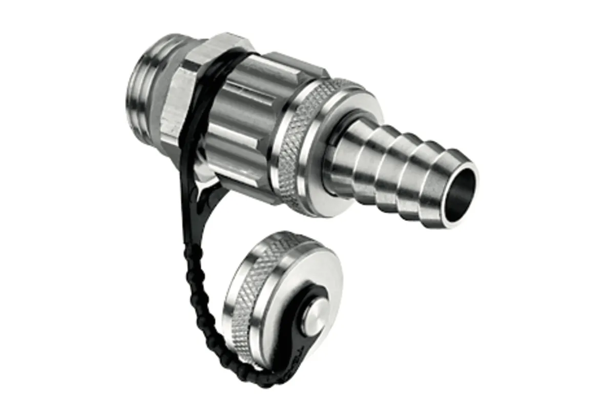 F + E-Spindelventil, Max. Betriebsdruck: 10 bar, DN 15 G 1/2 AG mit ASAG, Schlauchverschraubung Ø 14,5 mm (M 21 x 1,5), Messing