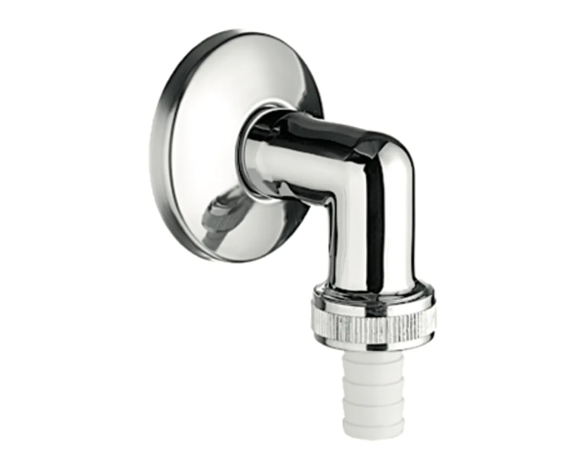 Anschlussbogen mit Rosette, DN 15 G 1/2 AG mit ASAG easy, Schlauchverschraubung Ø 14,5 mm (DN 20 G 3/4 AG), chrom