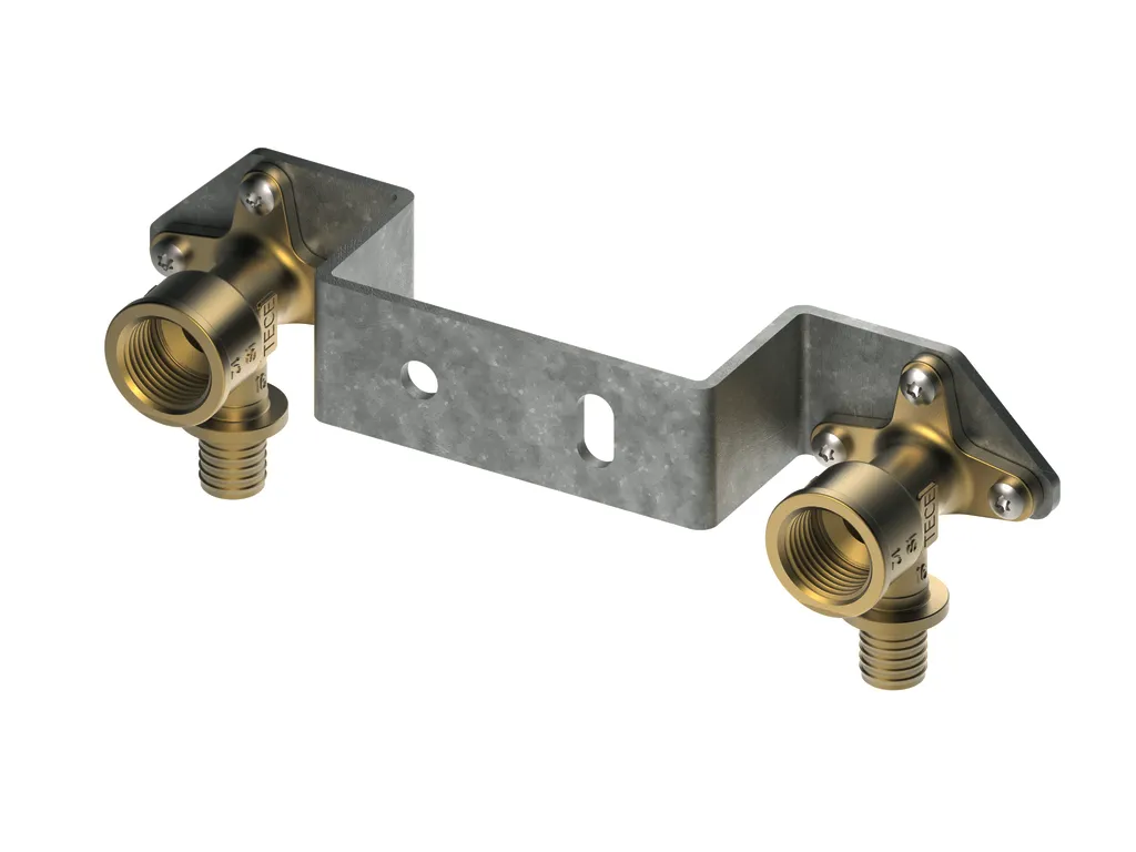 TECEflex Montageeinheit mit Wandscheiben 150 mm 16 × Rp1/2″, verz. Stahlhalter Siliziumbronze