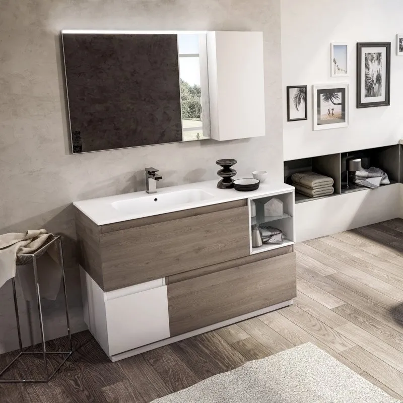 GOLA 2 WASCHTISCHUNTERSCHRANK MIT 1 SCHUBLADE, KONSOLENAUSZUG UND SPIEGEL