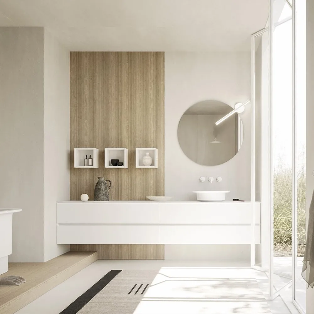 ARBI CODE 04 WASCHTISCHUNTERSCHRANK MIT WASCHBECKEN, OBERSCHRÄNKEN UND SPIEGEL