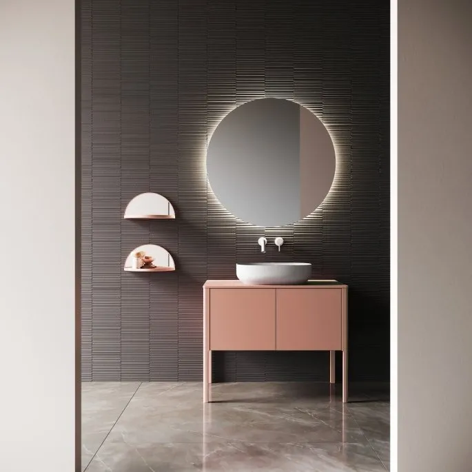 GAMBA BADEZIMMERSCHRANK 88 CM MIT WASCHBECKEN UND HINTERLEUCHTETEM SPIEGEL