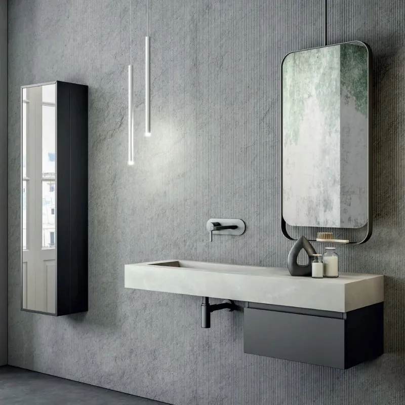 MENSOLONI WANDUNTERSCHRANK MIT KONSOLENSCHUBLADEN UND SPIEGEL