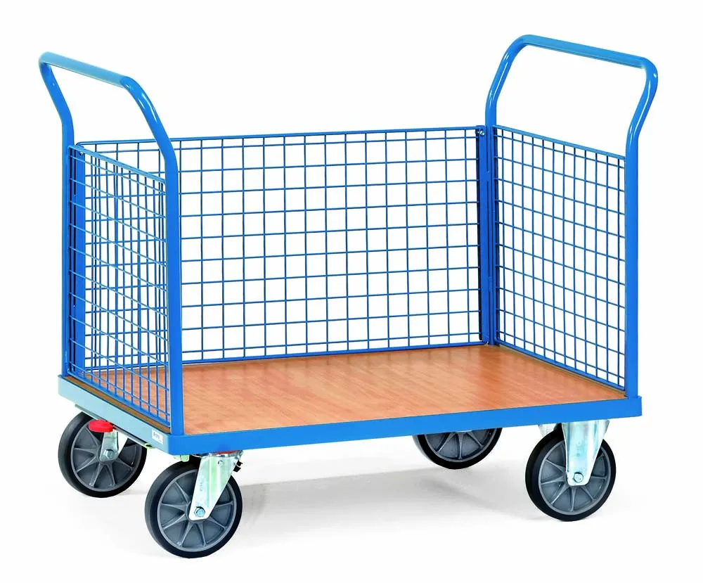 Dreiwandwagen mit Wänden aus Drahtgitter und 100 x 60 cm Ladefläche