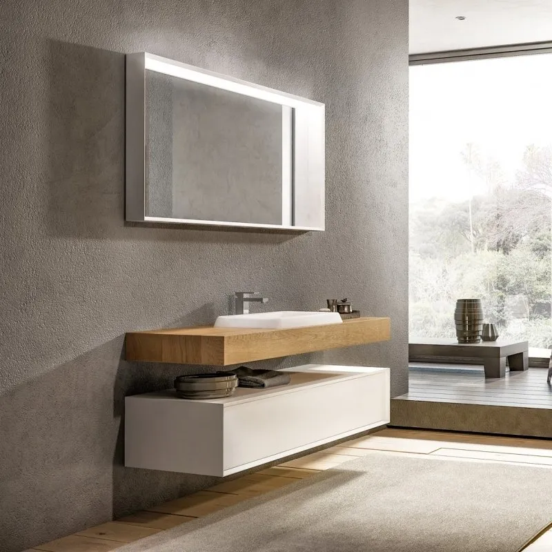 MENSOLONI WANDHÄNGENDER UNTERSCHRANK MIT SCHUBLADENSPIEGEL UND WASCHBECKEN