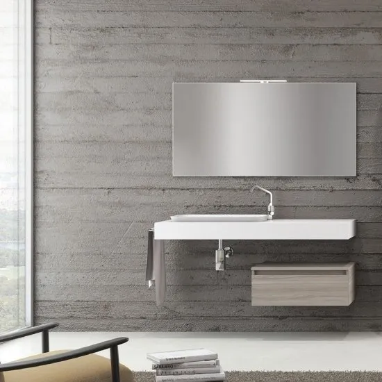 MENSOLONI WANDUNTERSCHRANK MIT WASCHBECKEN, SPIEGEL UND SCHUBLADEN