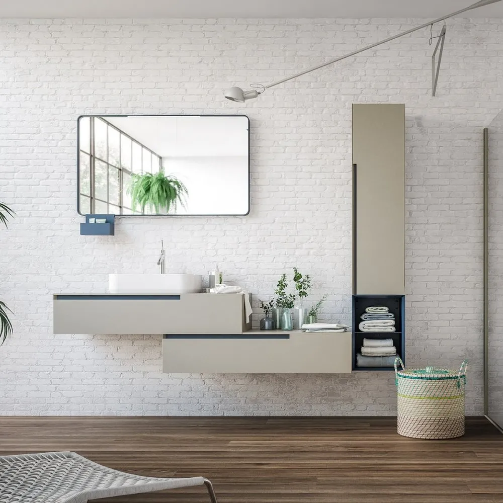 ARTESI URBAN UR09 WANDWASCHBECKEN MIT 2 SCHUBLADEN MIT SÄULE UND SPIEGEL