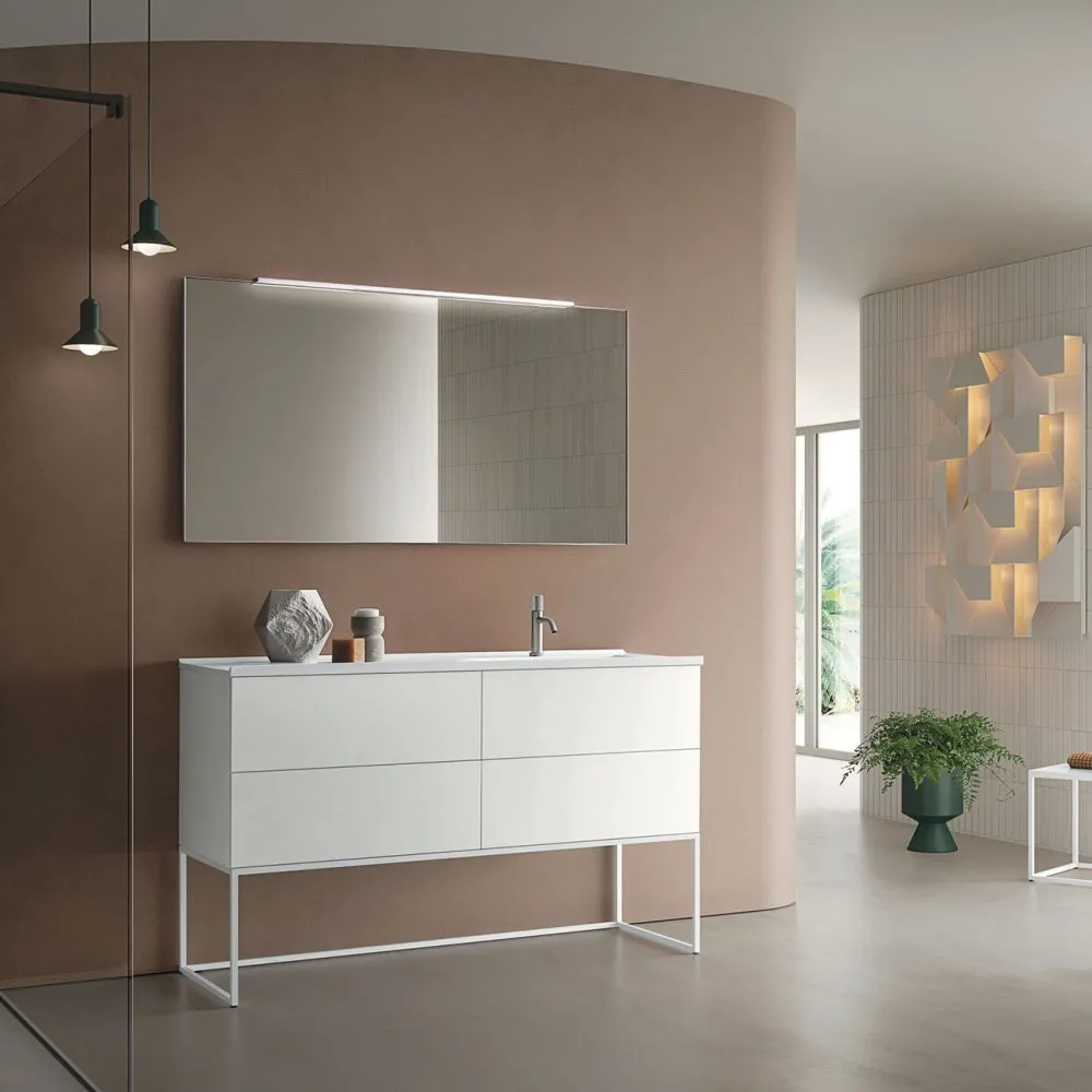 ARBI TESO 04 4-SCHUBLADEN-UNTERSCHRANK MIT ALUMINIUMSOCKEL UND SPIEGEL