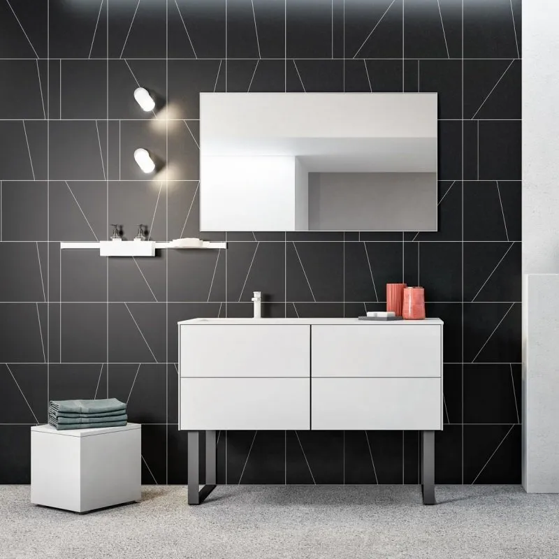 ELEMENTI METALLICI 4-SCHUBLADEN-WASCHTISCH MIT KONSOLE UND SPIEGEL