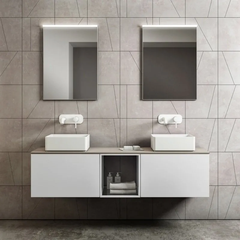 ELEMENTI METALLICI WASCHBECKENUNTERSCHRANK MIT 1 SCHUBLADE UND SPIEGEL