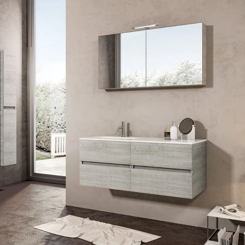 GOLA 1 WANDWASCHTISCH MIT 4 SCHUBLADEN, KONSOLE UND SPIEGEL