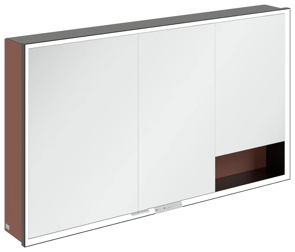 Villeroy & Boch Aufputz-Spiegelschrank „My View+“ 1300 × 750 × 168 mm in Wine Red