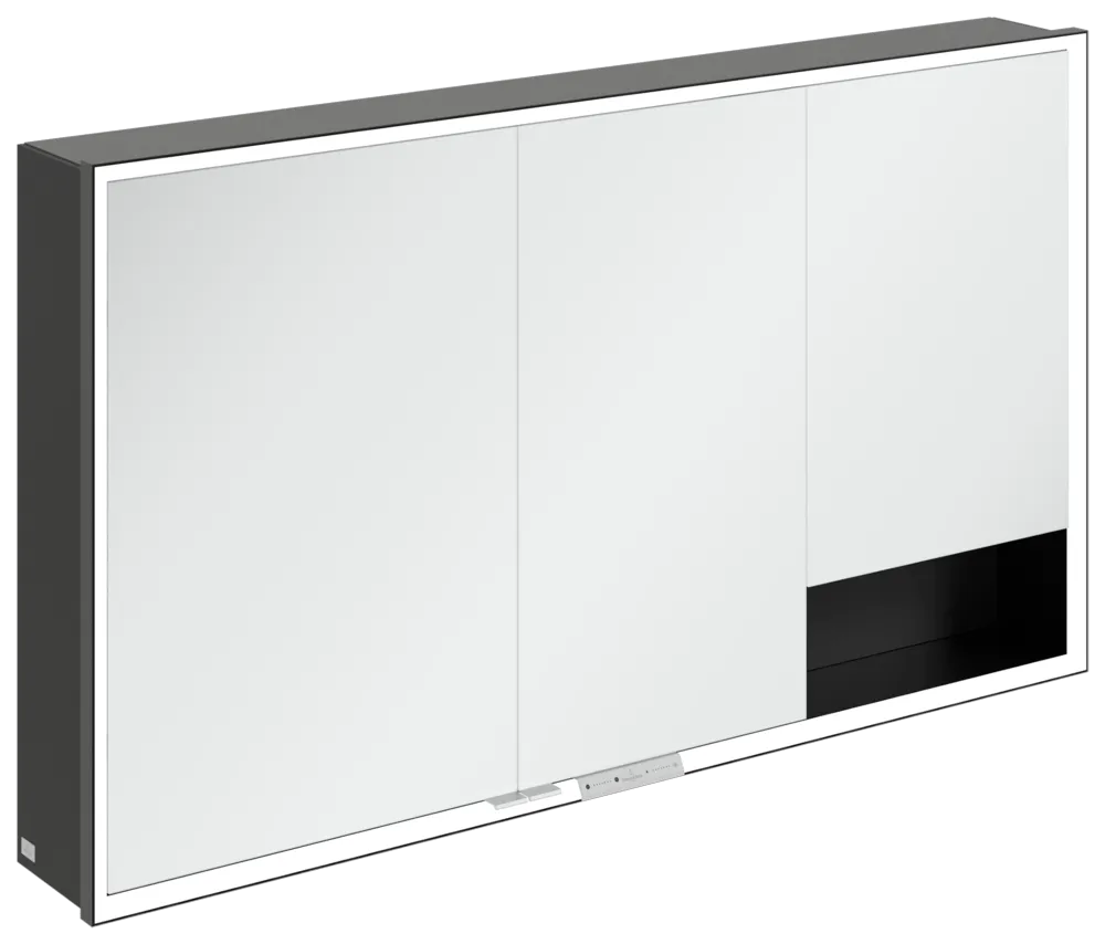 Villeroy & Boch Aufputz-Spiegelschrank „My View+“ 1300 × 750 × 168 mm in Volcano Black