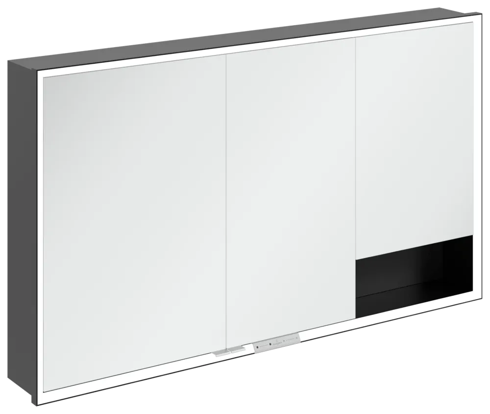 Villeroy & Boch Einbau-Spiegelschrank „My View+“ 1300 × 750 × 168 mm in Volcano Black