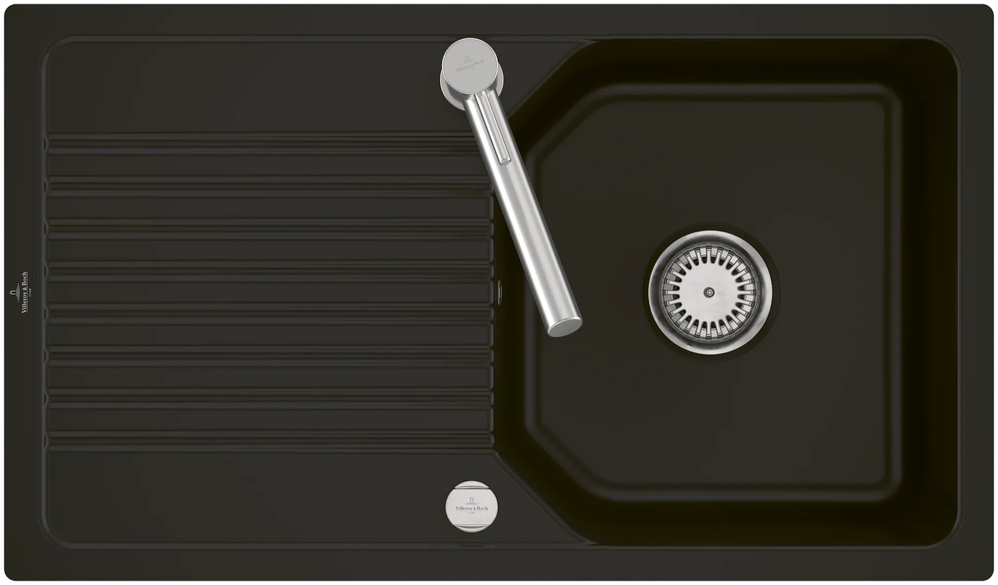 Villeroy & Boch flächenbündiges Küchenspülbecken „Linara“ 50 flat 840 × 490 × 200 mm in Ivory