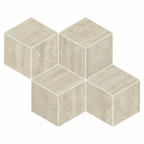 REFIN FLIESEN PRESTIGIO TRAVERTINO BEIGE MOSAIK CUBE LUX REKTIFIZIERT 30,4X35,2