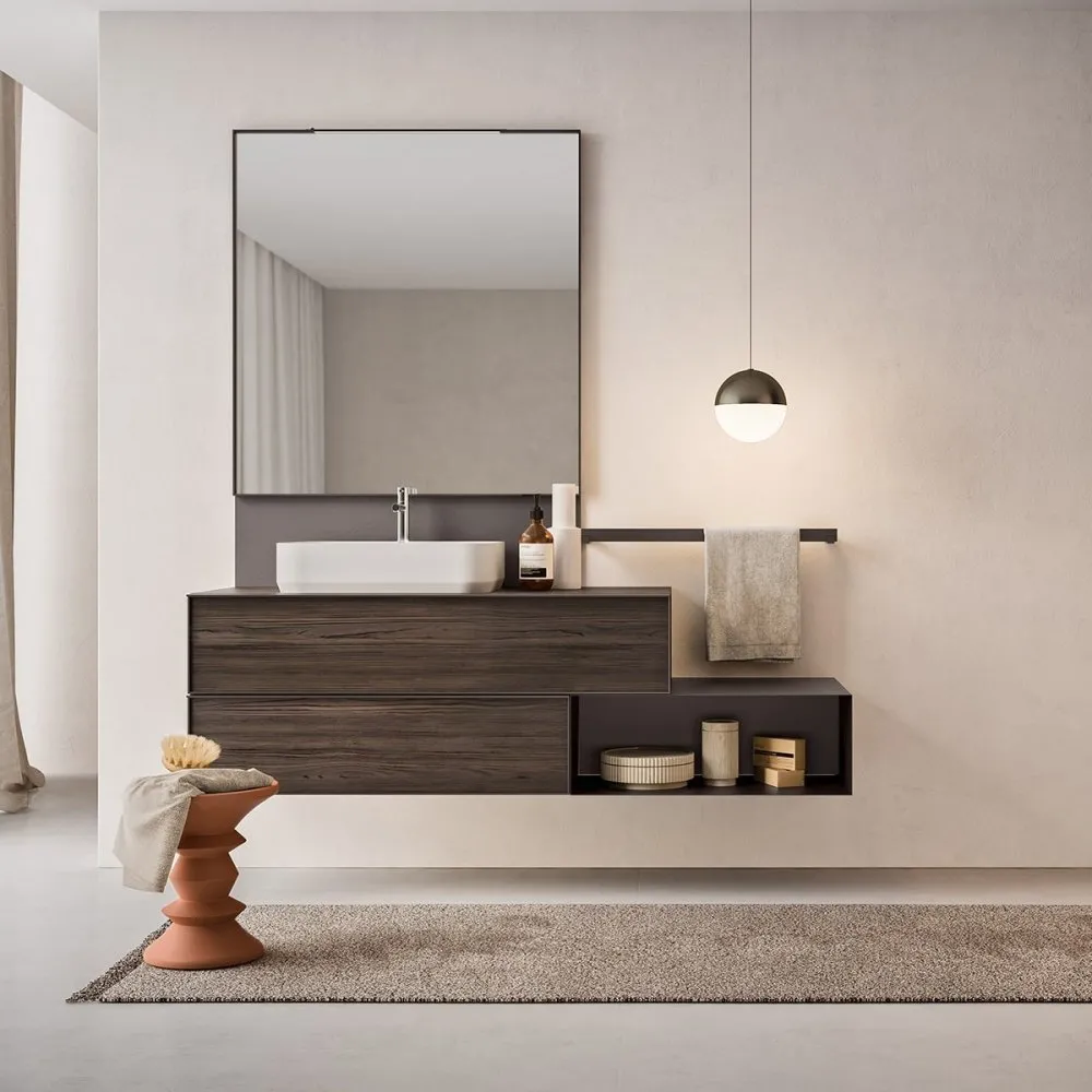 ARTESI DRESS DR07 WANDWASCHTISCH MIT 2 SCHUBLADEN, OFFENEM SOCKEL UND SPIEGEL