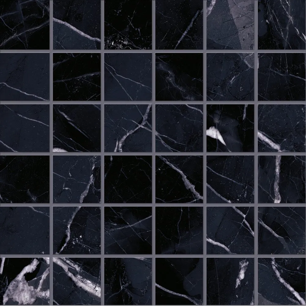 EMILCERAMICA TELE DI MARMO REVOLUTION MOSAIK 5X5 CALACATTA BLACK LAPPATO 30X30