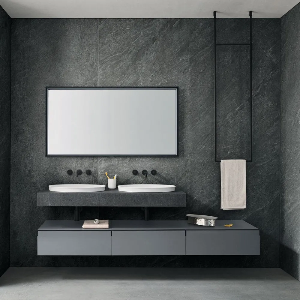 ARBI SKY U 02 DOPPELWASCHTISCHPLATTE MIT 3-SCHUBLADEN-UNTERBAU UND SPIEGEL