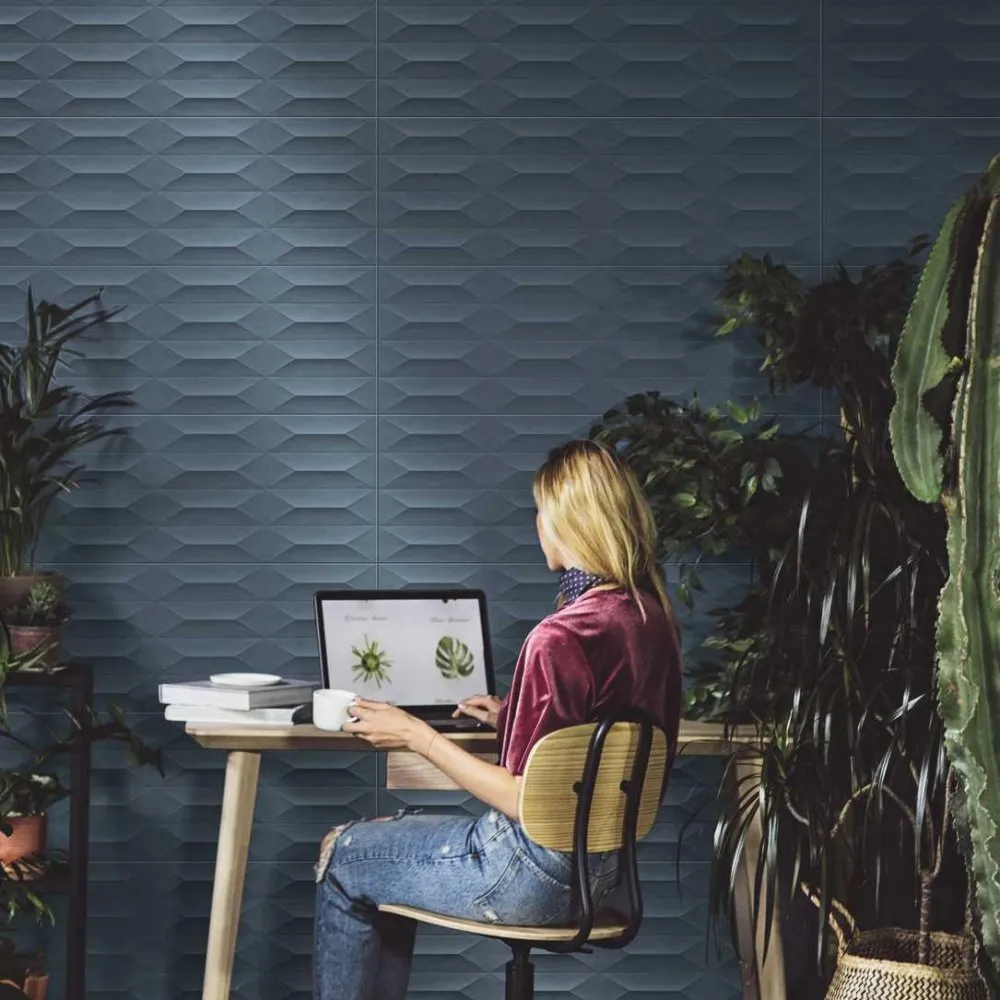 MARAZZI COLORPLAY FLIESEN BLUE STRUTTURA CABOCHON 3D NATURAL REKTIFIZIERT 30X90