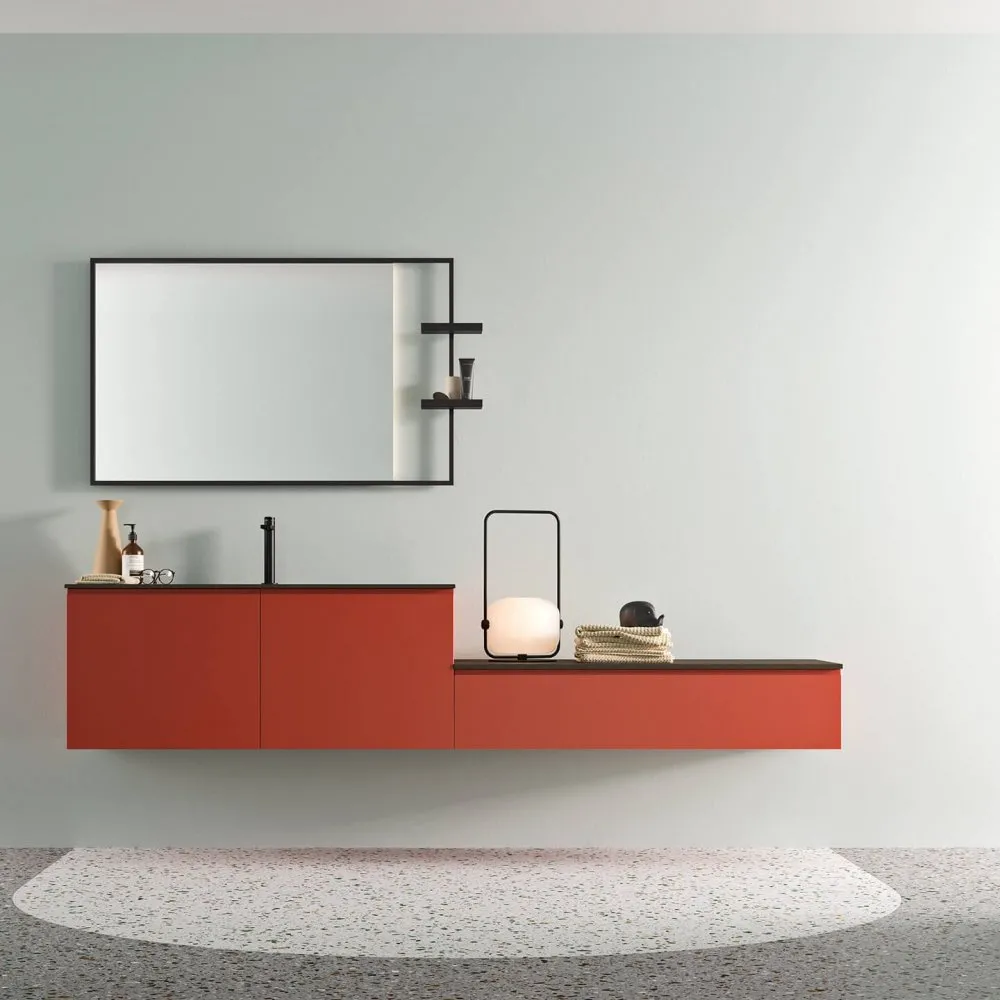 ARTESI PETRA PT48 WANDWASCHTISCH MIT 2 TÜREN UND UNTERSCHRANK SCHUBLADE, SPIEGEL