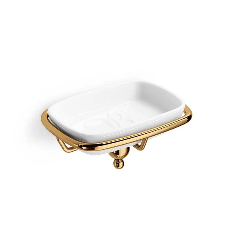 LINEABETA VENESSIA GOLD MESSING SEIFENSCHALE MIT PORZELLAN UNTERTASSE