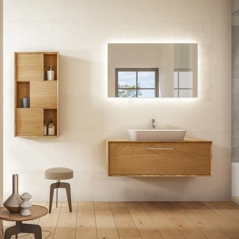 MASSELLO WASCHTISCHUNTERSCHRANK 1 SCHUBLADE MIT WASCHBECKEN UND SPIEGEL