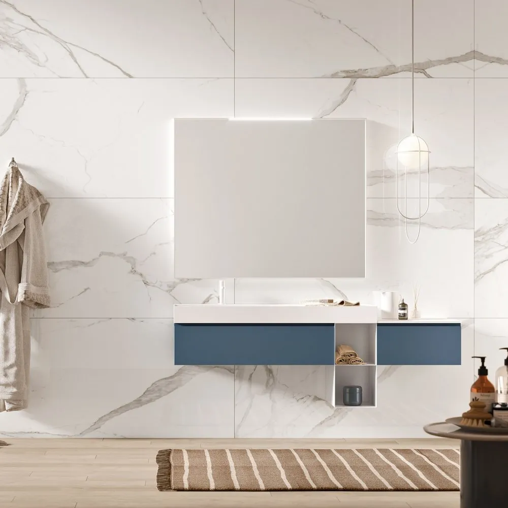 ARTESI PETRA PT55 WANDWASCHTISCH MIT 2 SCHUBLADEN, OFFENEM SOCKEL UND SPIEGEL