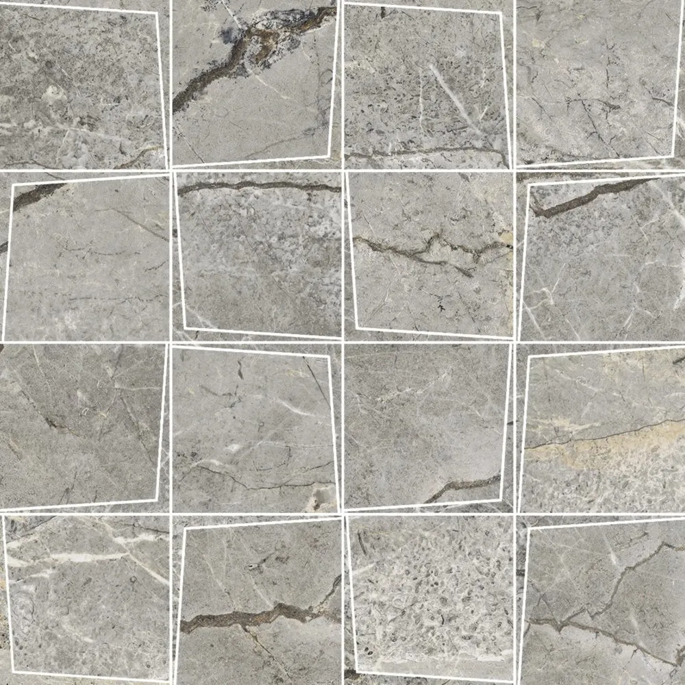 MARAZZI FLIESEN MYSTONE SILVER ROOT MOSAIK PRISMA GREY NATURAL 30X30