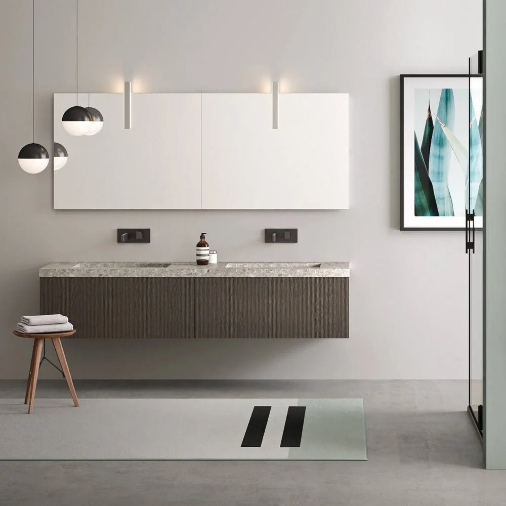 ARTESI PETRA PT52 DOPPELWANDWASCHBECKEN 2 SCHUBLADEN, STEINZEUGPLATTE, SPIEGEL