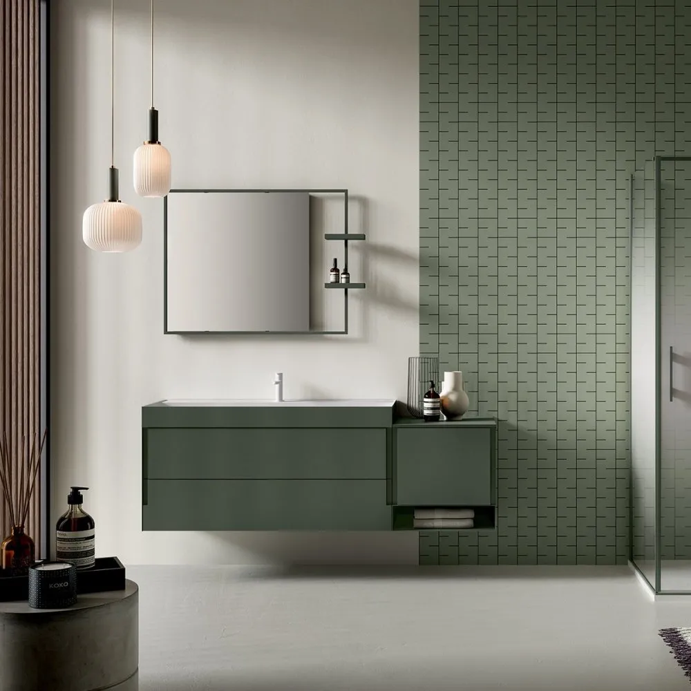 ARTESI FILO+ FP01 WANDHÄNGENDER WASCHTISCH 3 SCHUBLADEN, OFFENEM FACH, SPIEGEL